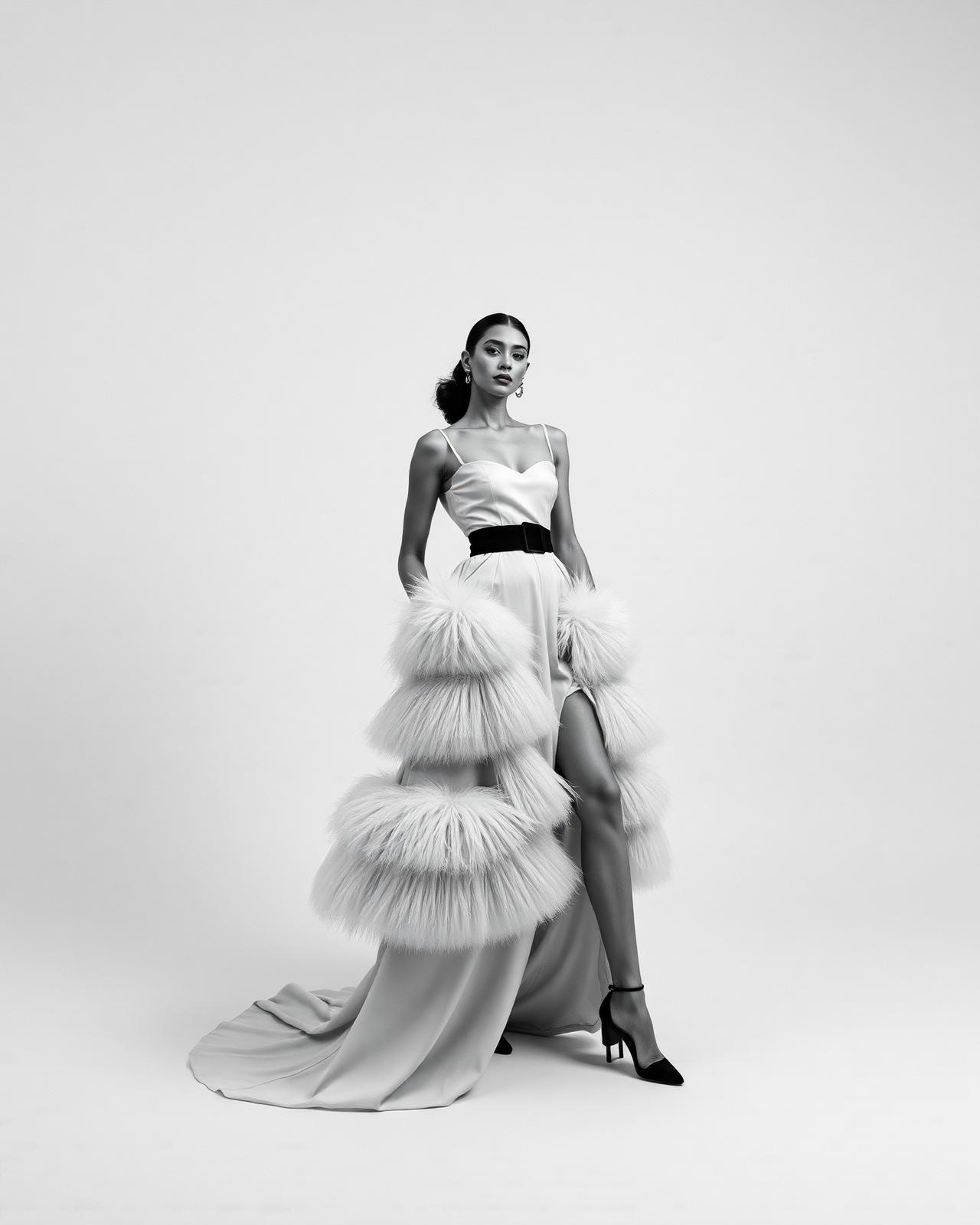 Monochrome editorial fashion portrait